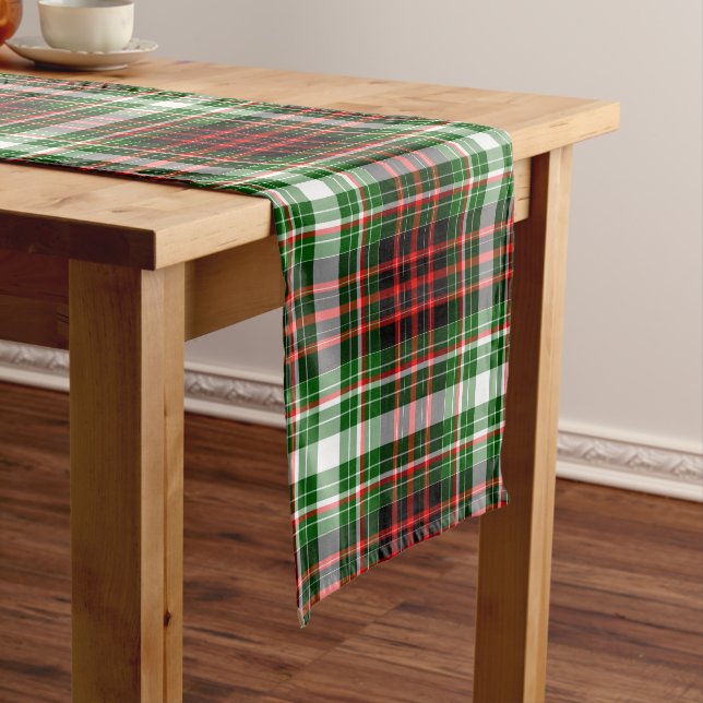 Caminho De Mesa Médio Natal, Xadrez Escocês Plaid Vermelho Verde (No Local)