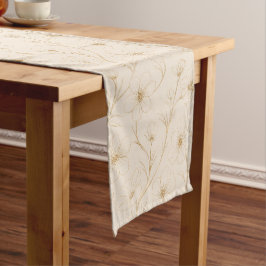 Caminho De Mesa Médio Padrão contínuo de arte linear floral em ouro eleg