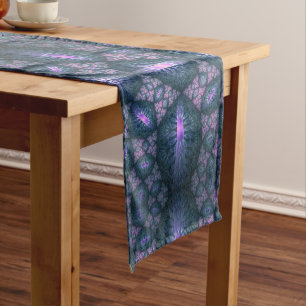 Caminho De Mesa Médio Padrão de Arte Fractal 3D Turquesa Roxo Rosa