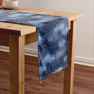 Caminho De Mesa Médio Padrão de Céu Azul Escuro das Estrelas Douradas da