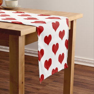 Caminho De Mesa Médio Padrão de Coração Mosaico Vermelho