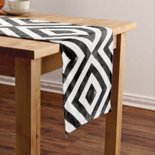 Caminho De Mesa Médio Padrão de Diamante Preto e Branco da Cobra d'Água