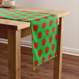 Caminho De Mesa Médio Padrão de Flor de Poinsettia em Verde