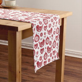 Caminho De Mesa Médio Padrão de Natal do Red White Nordic Bird Bulb