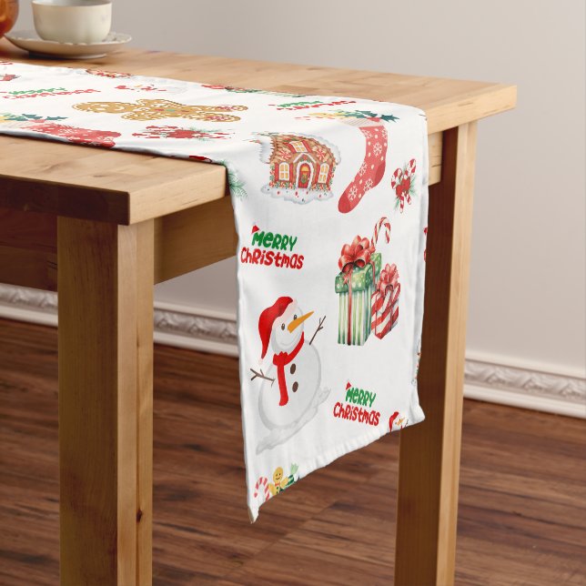 Caminho De Mesa Médio Padrão de Natal sem costura (No Local)