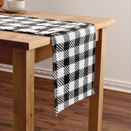 Caminho De Mesa Médio Padrão de Xadrez de Gingham preto-e-branco festivo