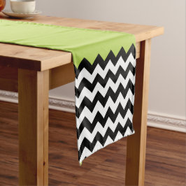 Caminho De Mesa Médio Padrão de ziguezague preto e branco, Chevron, verd