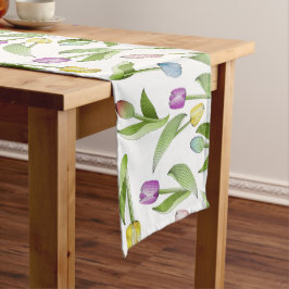 Caminho De Mesa Médio Padrão Floral de Tulipa Colorido Moderno e Elegant