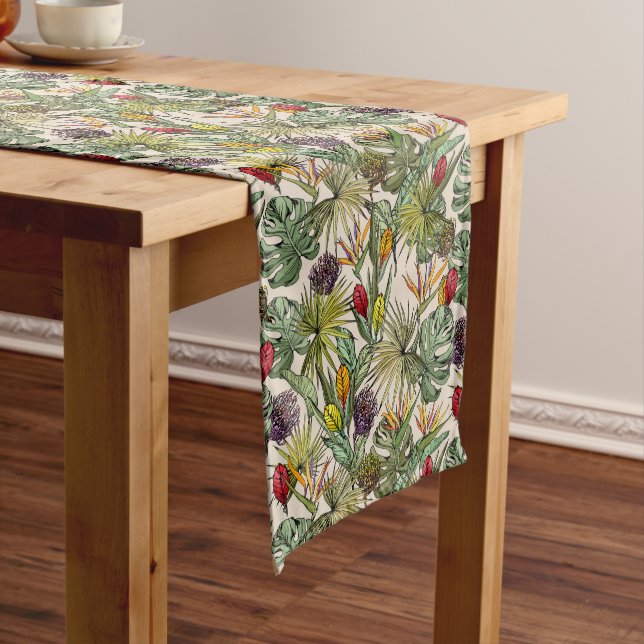 Caminho De Mesa Médio Padrão Floral Tropical (No Local)