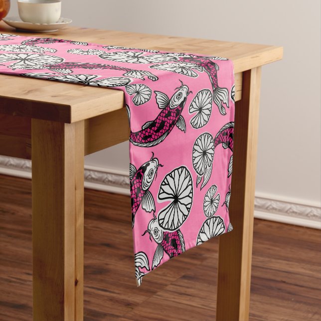 Caminho De Mesa Médio Padrão Folclórico de Carpa Rosa Índigo Japonesa (No Local)