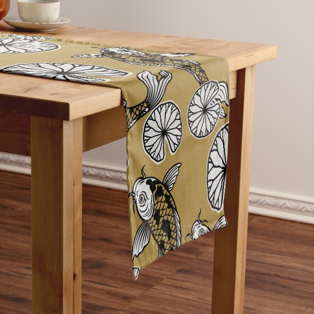 Caminho De Mesa Médio Padrão Folclórico do Carpa Dourada Índigo Japonês (No Local)
