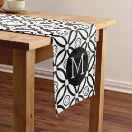 Caminho De Mesa Médio Padrão Geométrico Preto e Branco