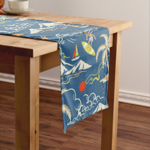 Caminho De Mesa Médio Padrão tropical do Surf retroativo