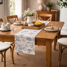 Padrão Vintage Francês Country "Toile de Jouy Azul