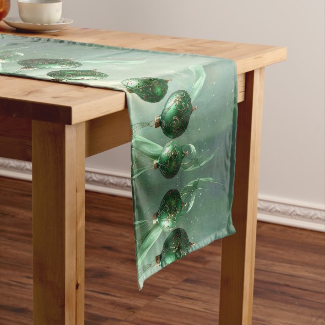 Caminho De Mesa Médio Pano de Mesa Bola de Natal Verde (No Local)