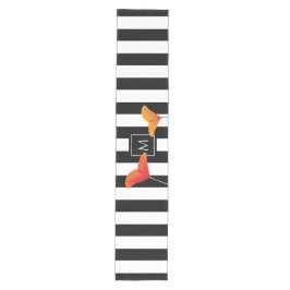 Caminho De Mesa Médio Papoila Negra Chic Monograma