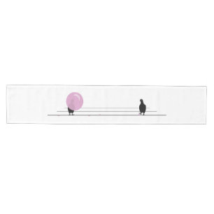 Caminho De Mesa Médio Pássaros cor-de-rosa e grão-rosa engraçados em bra