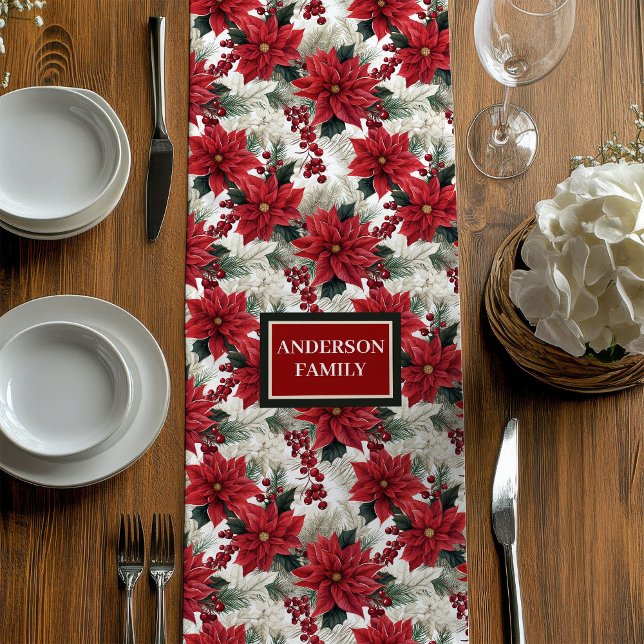 Caminho De Mesa Médio Personalized Holiday Runner Red Green Chic Touch (Personalized Holiday Runner Red Green Chic Touch)