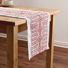 Caminho De Mesa Médio Red Black and White Classic Fair Isle Motif