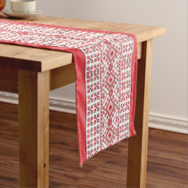 Caminho De Mesa Médio Red Black and White Classic Fair Isle Motif