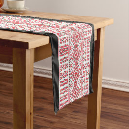 Caminho De Mesa Médio Red Black and White Classic Fair Isle Motif