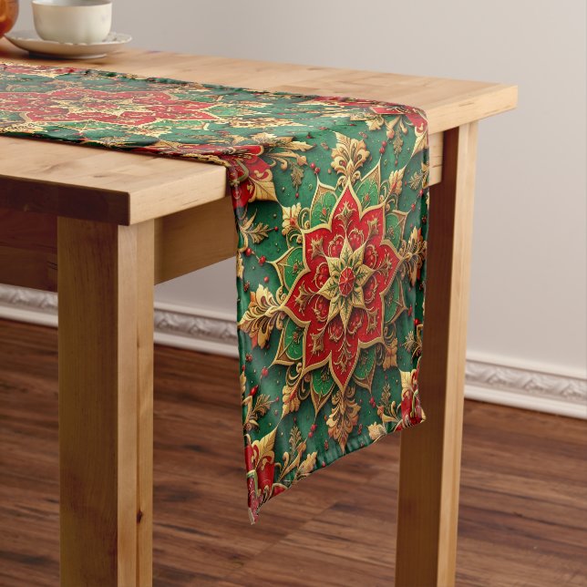 Caminho De Mesa Médio Red Green Decorative Holiday Table Runner (No Local)