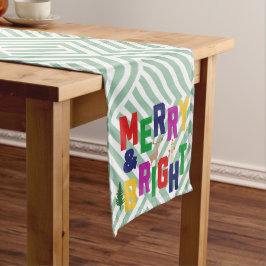 Caminho De Mesa Médio Reindeer feliz e pinheiro brilhante Snowman