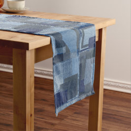 Caminho De Mesa Médio Sarja de Nimes azul Shibori dos retalhos de Boro