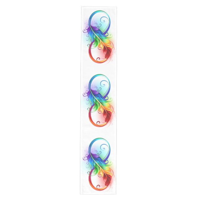 Caminho De Mesa Médio Símbolo Infinito com Pena Arco-Íris (Frente)