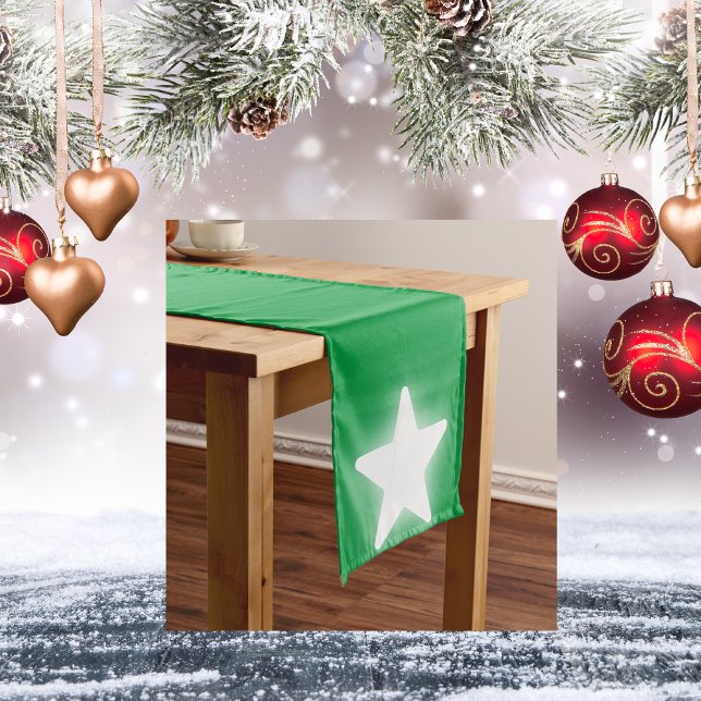 Caminho De Mesa Médio Simples Natal do Decor Branco em Verde | (Criador carregado)