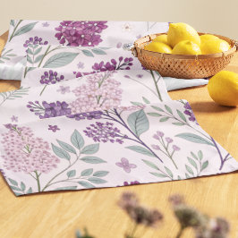 Caminho De Mesa Médio Soft Pink and Purple Lilac Floral Pattern