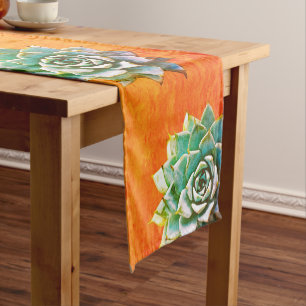 Caminho De Mesa Médio Sucultivos de Aquarela em Terracotta