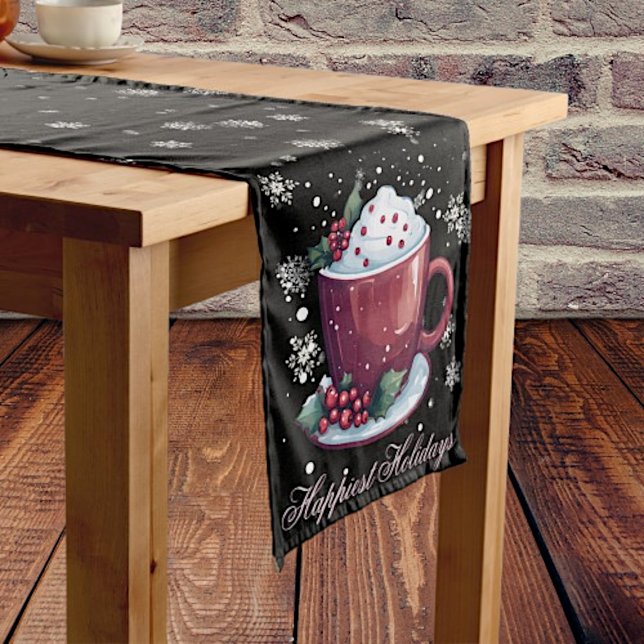 Caminho De Mesa Médio Taça de Natal de Chocolate Quente (Christmas Cup of Hot Chocolate Table Runner)