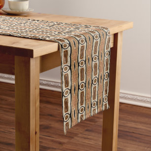 Caminho De Mesa Médio Taupe Beige Orange Hip Orient Bali Art Motif