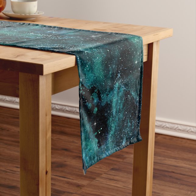 Caminho De Mesa Médio Teal Galaxy Series Design 4 (No Local)
