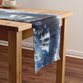 Caminho De Mesa Médio Toalha de Mesa com Sininhos Ornamentados de Prata 