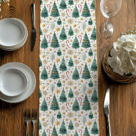 Caminho De Mesa Médio Trendy Christmas Trees Holiday Table Runner Design