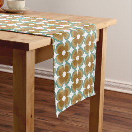 Caminho De Mesa Médio Trendy Teal Caramel Retro Groovy Flowers Seamless