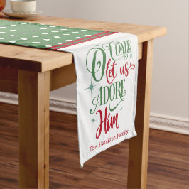 Caminho De Mesa Médio Vamos Adorá-Lo Verde Vermelho