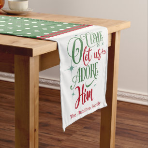 Caminho De Mesa Médio Venha, Vamos Adorá-Lo Verde Vermelho