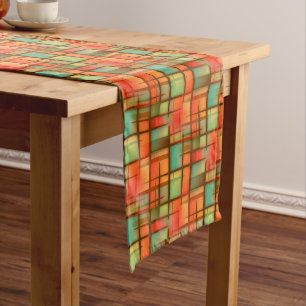 Caminho De Mesa Médio Vermelho abstrato moderno do verde azul da xadrez