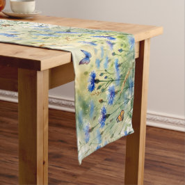 Caminho De Mesa Médio Watercolor Blue Floral Cornflower Alemanha |