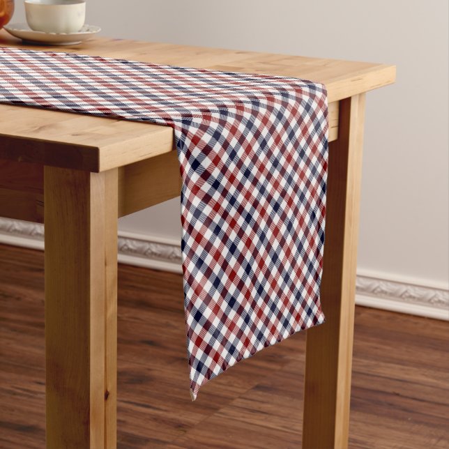 Caminho De Mesa Médio Xadrez vermelho branco e azul (No Local)