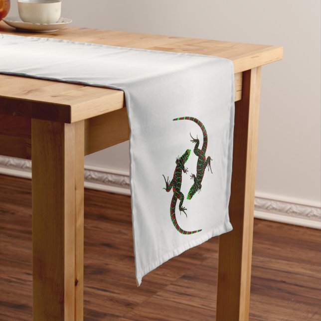 Caminho De Mesa Médio Yin Yang Lizards Silver (No Local)