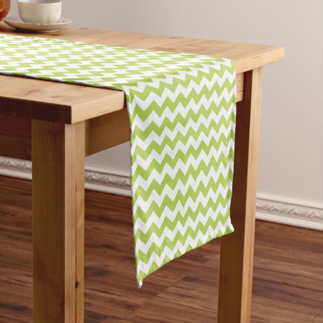 Caminho De Mesa Médio Zigzag Verde, Chevron Verde, Padrão Geométrico (No Local)