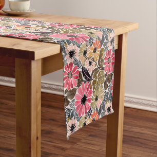 Caminho De Mesa Pequeno 1950 Vintage Repro Floral