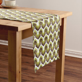 Caminho De Mesa Pequeno 70s Bold Modern Retro Ogee Motif in Greens