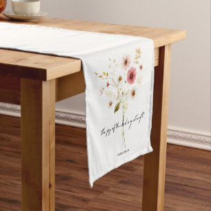 Caminho De Mesa Pequeno A Alegria do Senhor floral minimalista
