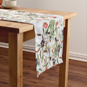 Caminho De Mesa Pequeno Abelhas e Flores Francesas Modernas Vintage