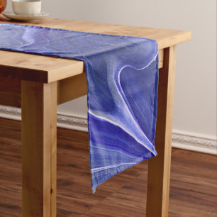 Caminho De Mesa Pequeno Abstração do Marble Agate Violet Indigo